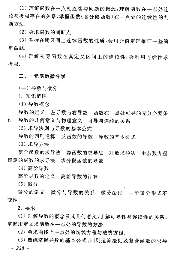 2015年成考專升本高等數學(一)考試大綱